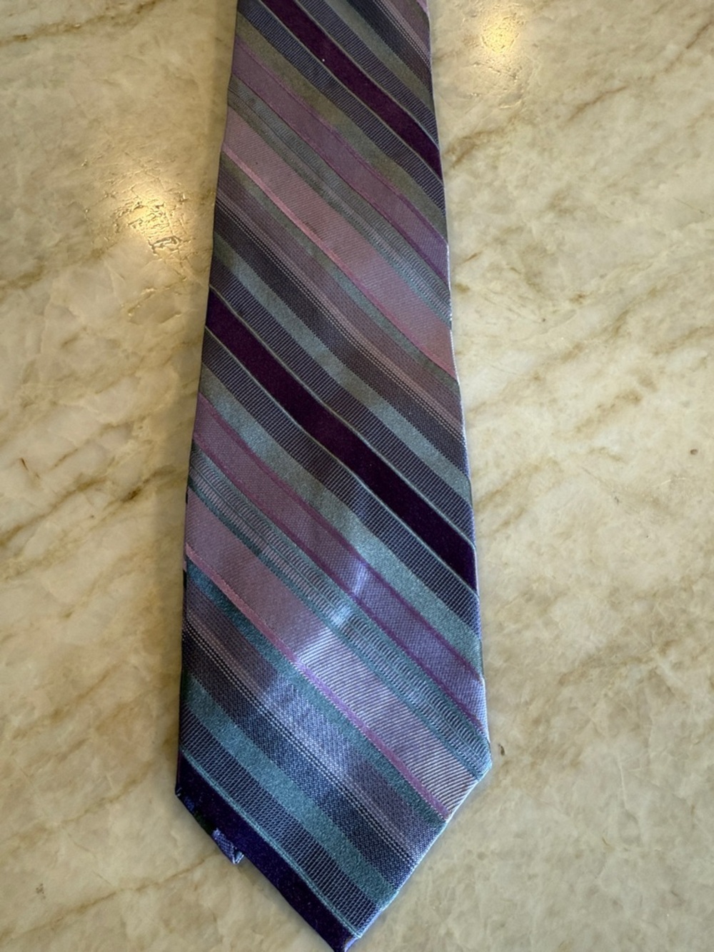 Ck Calvin Klein Striped Silk Tie in Purple and Gray